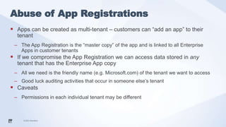 ©2021 Mandiant
©2021 Mandiant
 Apps can be created as multi-tenant – customers can “add an app” to their
tenant
– The App...