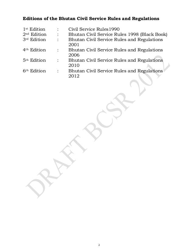 Bhutan civil service regulations 2012
