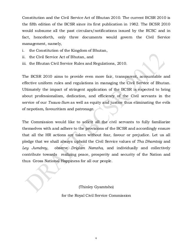 Bhutan civil service regulations 2012