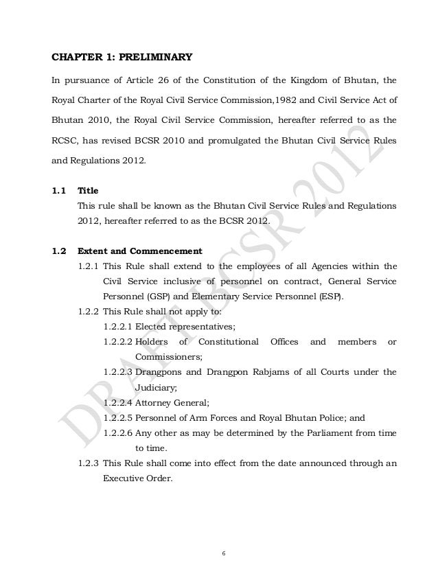 Bhutan civil service regulations 2012