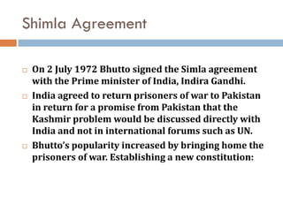 Shimla Text Zulfiqar Ali Bhutto Regime 1971-77 Pakistan | PDF