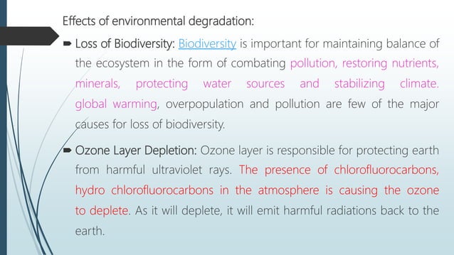 causes and effects of environmental degradation | PPTX