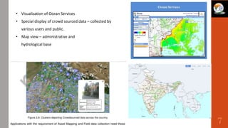 • Visualization of Ocean Services
• Special display of crowd sourced data – collected by
various users and public.
• Map view – administrative and
hydrological base
7
 