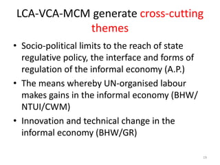 LCA-VCA-MCM generate cross-cutting
themes
• Socio-political limits to the reach of state
regulative policy, the interface ...