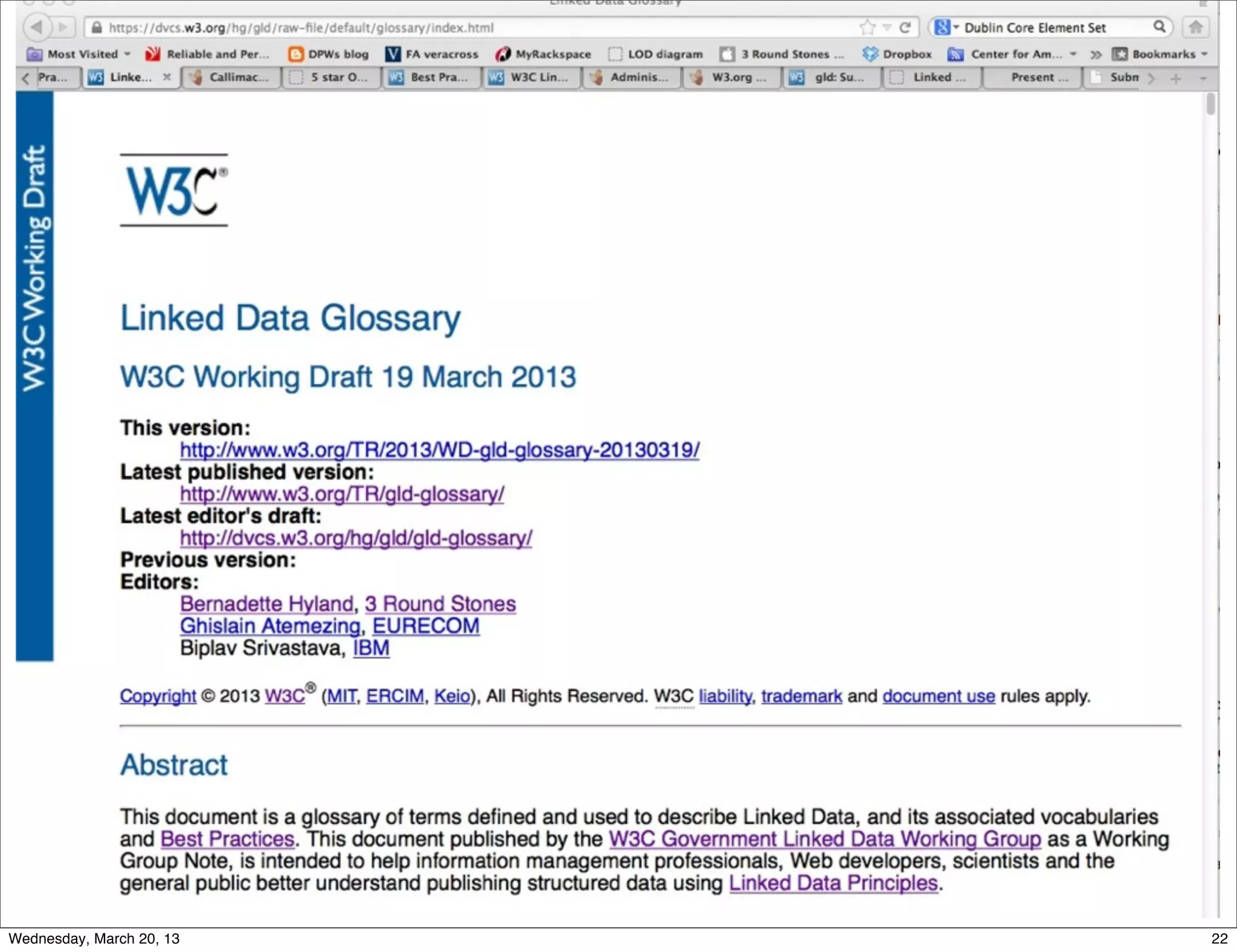 Wednesday, March 20, 13   22
 