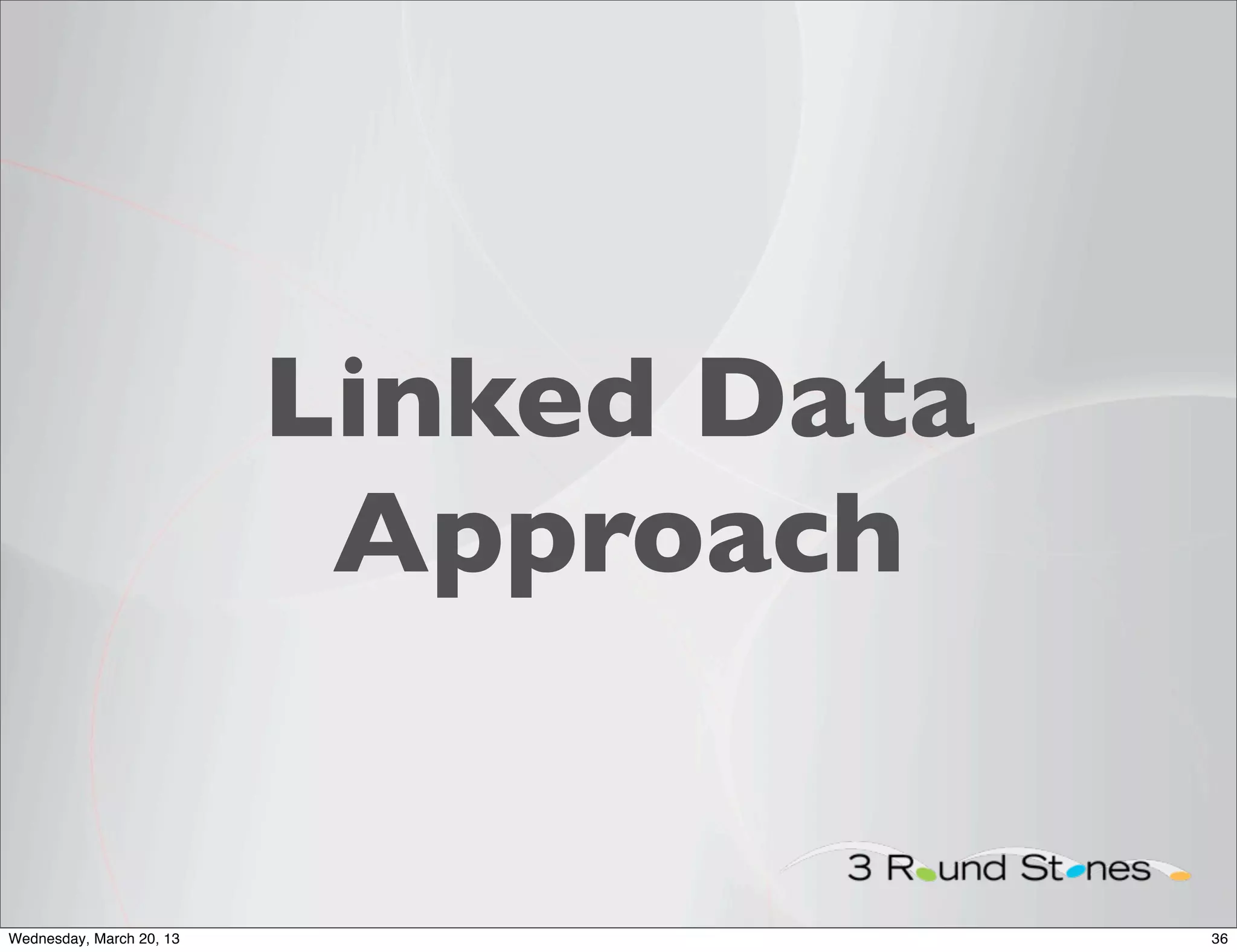 Linked Data
                           Approach


Wednesday, March 20, 13                 36
 