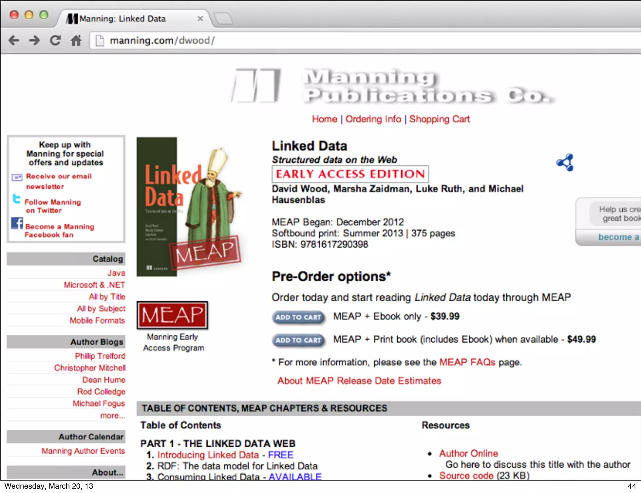 Wednesday, March 20, 13   44
 