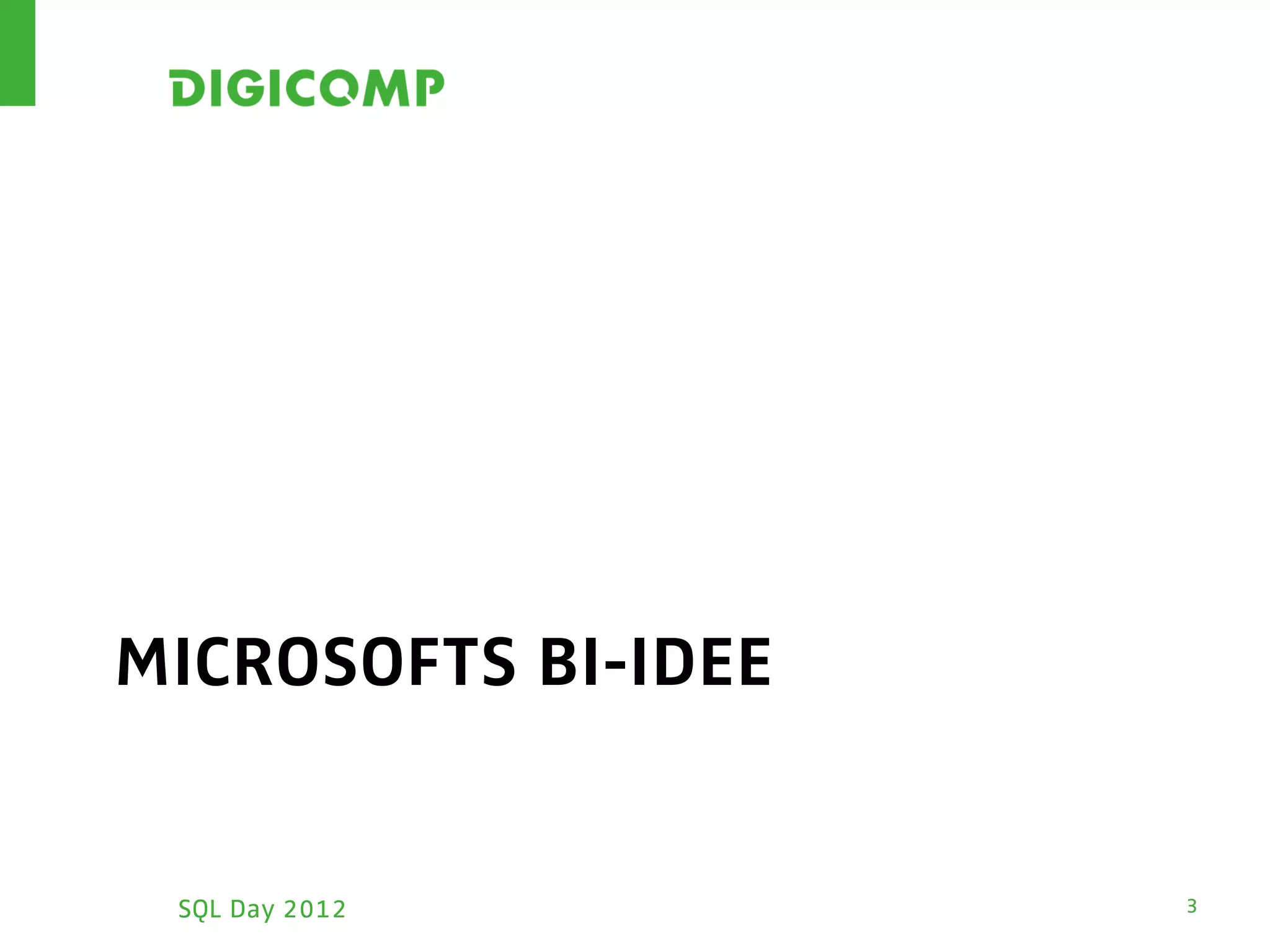 MICROSOFTS BI-IDEE


 SQL Day 2012        3
 