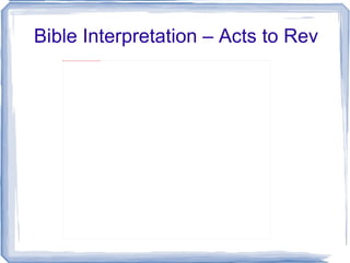 Bible Interpretation – Acts to Rev 