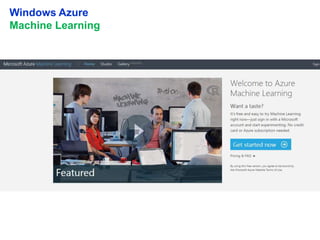 7
Windows Azure
Machine Learning
 