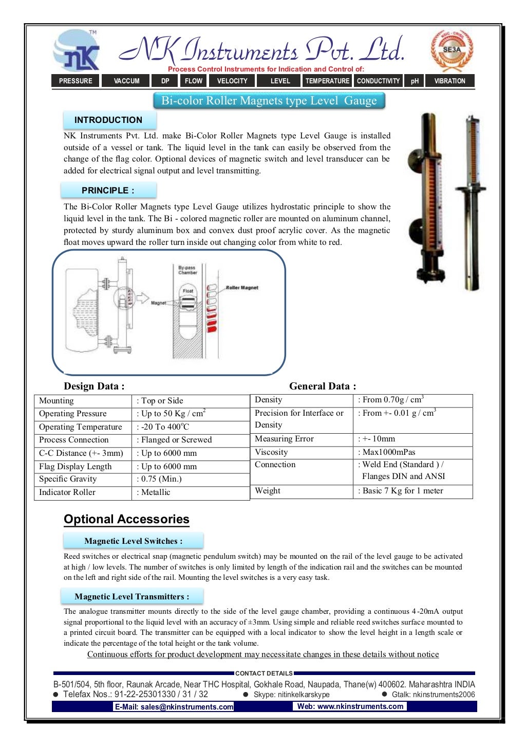Bicolor Roller type Level Gauge