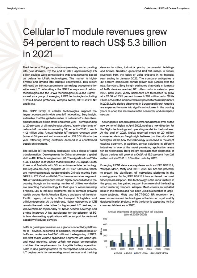 Cellular and LPWA IoT Device Ecosystems | PDF