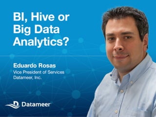 BI, Hive or Big Data Analytics?

© 2012 Datameer, Inc. All rights reserved.
© 2012 Datameer, Inc. All rights reserved.

 