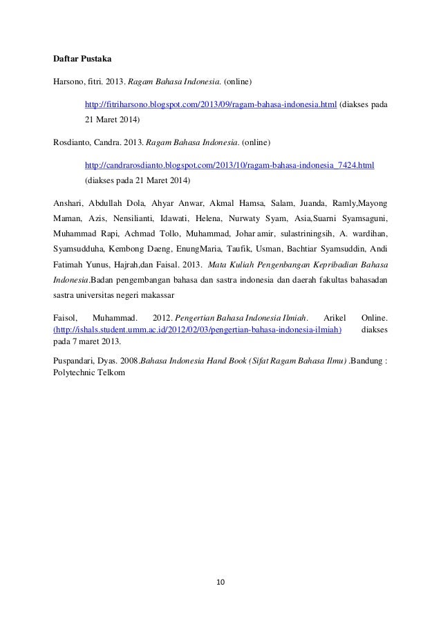 Makalah Ragam Bahasa Indonesia