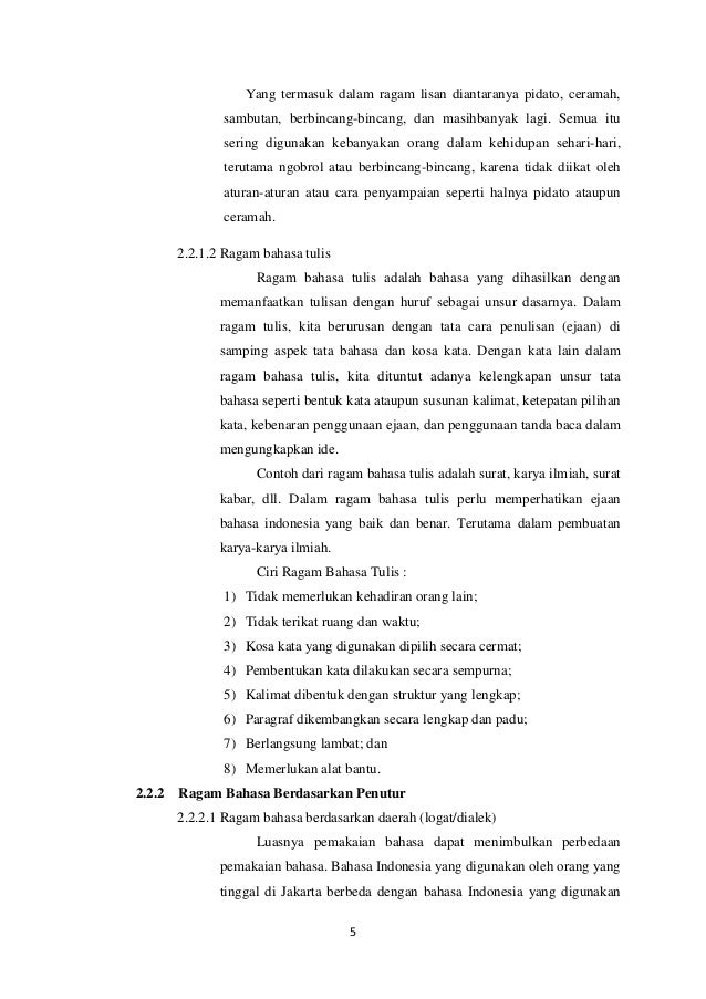 Makalah Ragam Bahasa Indonesia