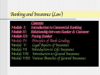 Banking and Insurance (Law) ,[object Object],[object Object],[object Object],[object Object],[object Object],[object Object],[object Object],[object Object],[object Object]