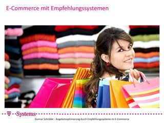 Ausnutzen der Ähnlichkeit zwischen Zeilen (Usern) in der BewertungsmatrixCollaborative Filtering – User-based am BeispielÄhnlichkeitsmaße:CosinusähnlichkeitPearson KorrelationSimple Matching- , Dice- , Jaccard-Koeffizient und viele mehrGunnar Schröder - Angebotsoptimierung durch Empfehlungssysteme im E-Commerce