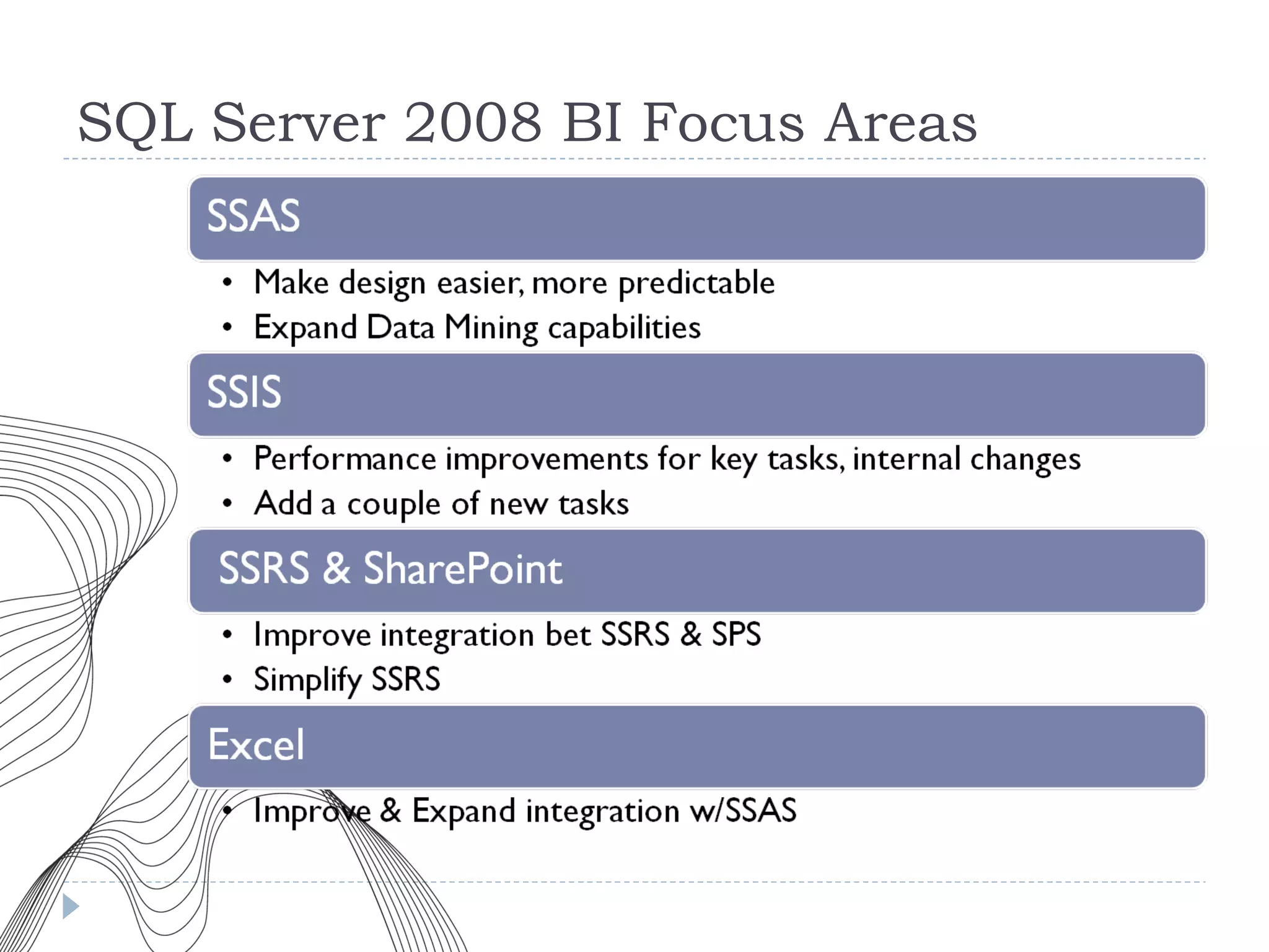 SQL Server 2008 BI Focus Areas 