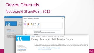 Device Channels
Nouveauté SharePoint 2013
 