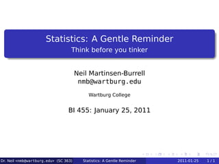 Stats Reminder Statistics: A Gentle Reminder | PDF