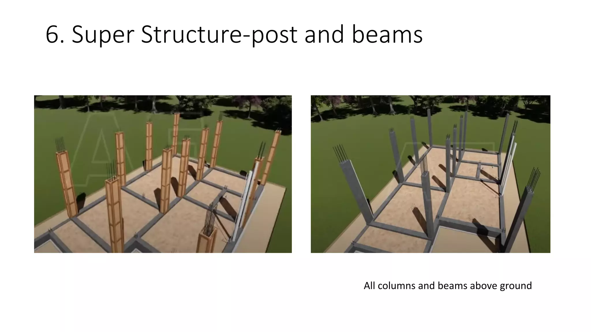 6. Super Structure-post and beams
All columns and beams above ground
 