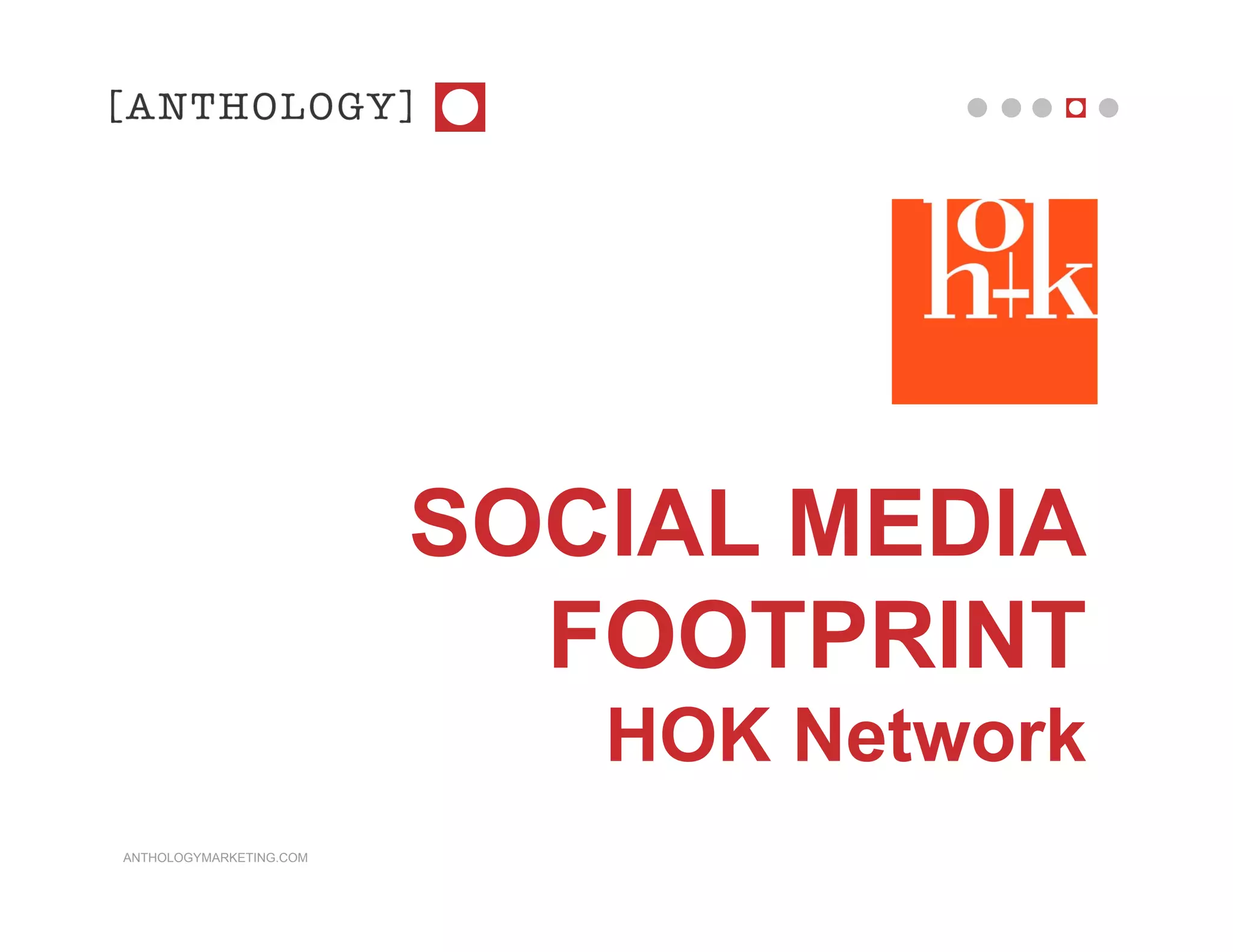 SOCIAL MEDIA
                           FOOTPRINT
                            HOK Network
ANTHOLOGYMARKETING.COM
 