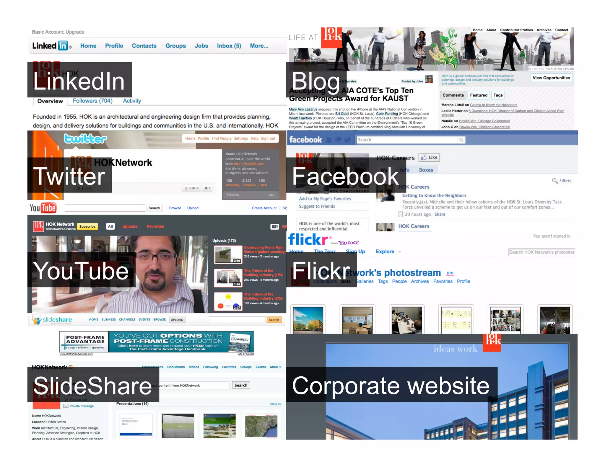 LinkedIn     Blog


Twitter      Facebook


YouTube      Flickr



SlideShare   Corporate website
 