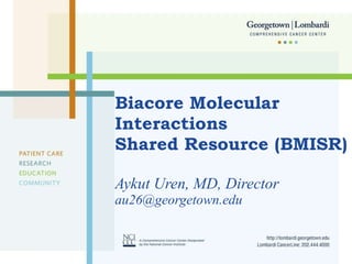 Biacore Molecular  Interactions  Shared Resource (BMISR) Aykut Uren, MD, Director [email_address] 