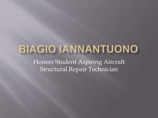 Honors Student Aspiring Aircraft
Structural Repair Technician
 