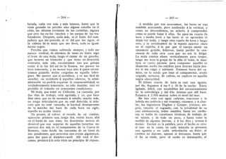 264 — 265
lavada, cada vez rads y mds intense, hasta que la
vista gastada no percibe sine alguna estrelia en el
cielo, las siluetas cortantes de las cuchillas, alguna
que otra luz en los ranches y las carpas de los tra-
bajaderes. Despuds, nada rads, ni el bulto del com-
pafiero que me precede, ni el del que me sigue, ni
la cabeza de la mula que me Heva, todo es igual-
mente negro.
Percibe que vamos subiendo siempre, y todo me
parece vertical, de abismos; de tanto en tanto oigo
el trote de una mula, luego el cantar de un gauche,
que tararea un tristecito y que viene en direccidn
contraria, rads aiin, encontramos uno que galopa
come d la luz del sol en la Hanura, me parece un
loco temerario, y no menos loco otro d quien encon-
tramos guiando mulas cargadas en aquella lebre-
guez. Me parece que si sucediera, y es tan fdcil de
suceder, un accidente d aqueHos obreros, la admi-
nistracidn no podria esquivar la responsabilidad; es
verdaderamente temerario, no sdlo mandar, sino no
prohibir el trdnsito en semejantes condiciones.
Mi mula, que tomd en Chilecito, ya cansada, per
dos dias de trabajo, estd agotada, y yo, que hace
diez aflos que no he montado d caballo, mucho mds,
ne tengo articulacidn que no e.std dolorida, ni mus-
culo que no estd cansado; la lentitud desesperante
de la marcha me hace de cada hora un siglo,
aquello no acaba nunca.
De pronto, al volver el recede de un camino,
aparecen primero una, luego dos, veinte luces, alia
en el fondo de una .sima; los doscientos metros de
desnivel que nes separan de aquellas lucecitas rae
parecen dos mH; es el campamento de la Cueva de
Romero, visto desde las cercanias de un tiinel de
dos pendientes, que atraviesa una cresta gigantesca,
para dar paso al alambre-carril. Alli estd el des-
canso, produce d la sola vista un principio de reposo.
'I
A medida que nos acercamos, las luces se van
tarabidn aeercando, pero tendiendo d la vertical, y
como no descendemos, no acierto d comprender
cdmo se puede bajar d eHas. Se pasa un cuarto de
hora y media hora y las luces ni se agrandan ni
dejan ver nada, y luego otro cuarto de hora y luego
otro, y la certidumbre de la lejania aparece clara
en el espiritu, d la par que el cuerpo siente un
cansancio grande, doIoro.so, hasta perder la con-
ciencia de toda otra cosa que no sea la fatiga.
La mula camina ahora verticalmente para trepar,
luego me toca la grupa de la siHa el lomo, la mon-
tura se cone; pararse para componer aqudHo es
disparate; suelto los estribos para tirarrae hacia den-
tro si me caigo y adelante. Estamos fuera del ca-
mino, en la senda que baja al campamento, senda
colgada, tertuosa, de cabras, un suplicio en aquella
negra obscuridad.
EI liltimo cuarto de hora es casi una agonia;
per fin, llegamos d las 9 y 30 de la noche. Estoy
agitado, febril, con escalofrios del envenenaraiento
de la sobrefatiga y del frfo intense que alli hace.
Estamos d 2.900 metros sobre el nivel del mar.
Me dan vino con agua caliente, reacciono y la
bebida me conforta y me reanimo; cenamos, y a char-
lar; los ingenieros Hughes y Cooper, jdvenes, ale-
gres, retozdn el segundo, con la jovialidad de su
casi adolescencia, tedes amables hasta ser carifio-
sos, se habla de cuestiones tdcnicas, de trabajo, de
mi misidn. y de todo un poco, y hasta tomo la
medida de algunas fuerzas, y d las diez y treinta d
dormir. Dormir es la palabra, pero el hecho es otro:
al caer en la cama, en cada musculo se presenta
una agujeta y en cada articulacidn un dolor, el
cerebro ne duerrae, apenas si descansa, hasta que
al fin se rinde, pero el suefio es intranquilo, el
 