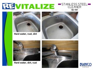 Hard water, dirt, rust Hard water, rust, dirt 