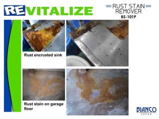Rust stain on garage floor Rust encrusted sink 