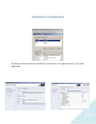154
Installation & Configuration
Java Home and the environment variable for java home have to be implemented for a successful
deployment.
 