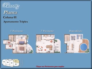 Coluna 01 Clique nos Pavimentos para ampliar Apartamento Triplex Planta 1º Pavimento 2º Pavimento Dependência Rua Visconde de Albuquerque 