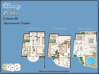 Planta Apartamento Triplex Coluna 05 Clique nos Pavimentos para ampliar 1º Pavimento 2º Pavimento Dependência Rua Visconde de Albuquerque 