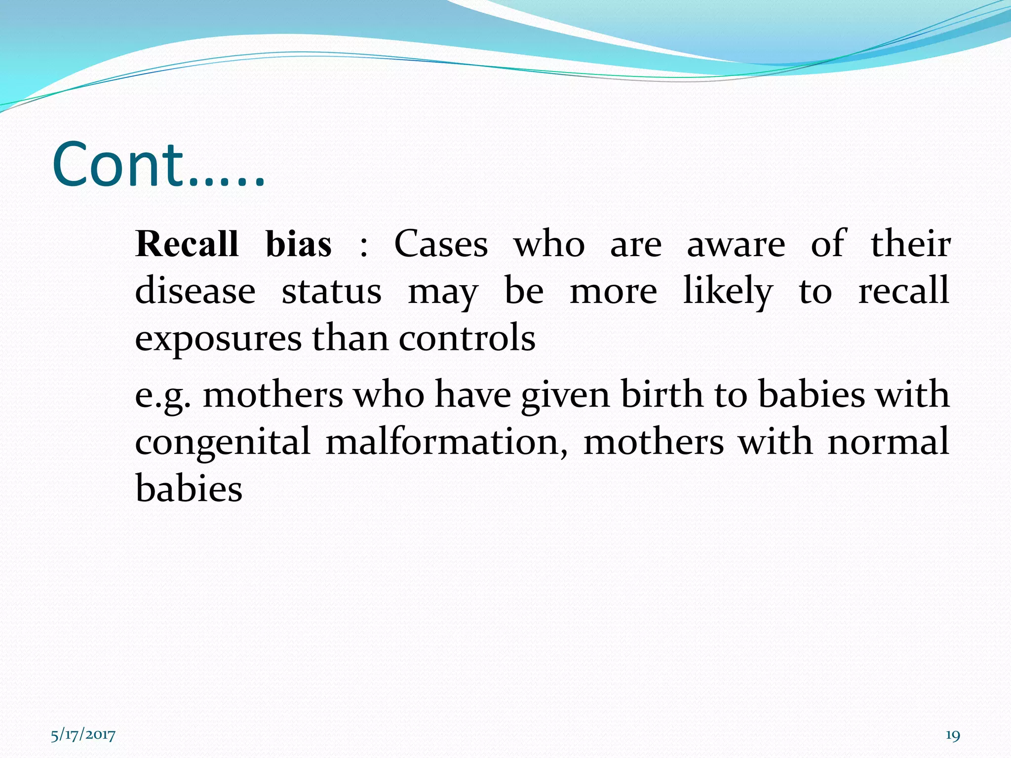 Bias and confounding in Cohort and case control study | PDF