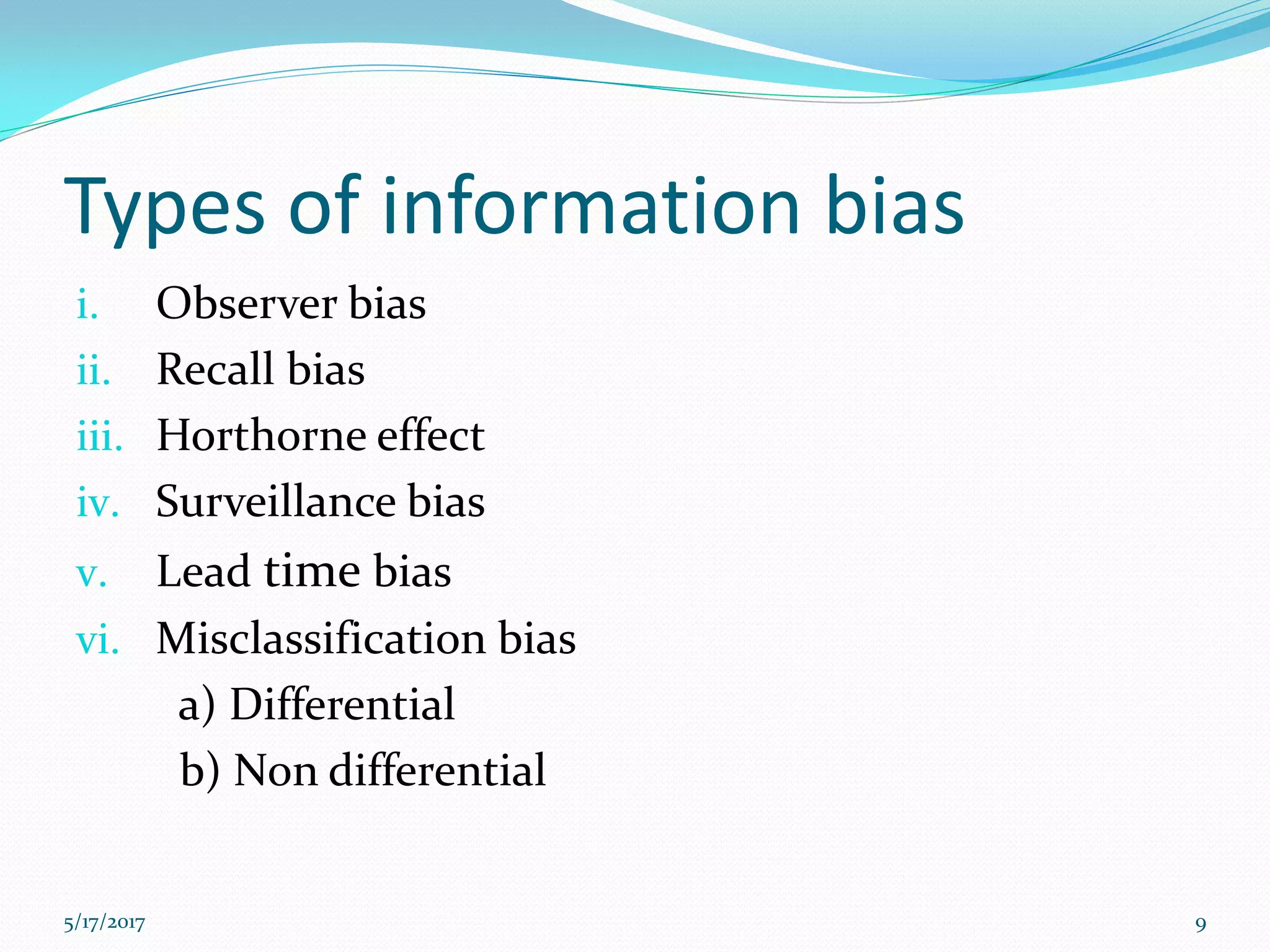 Bias and confounding in Cohort and case control study | PDF