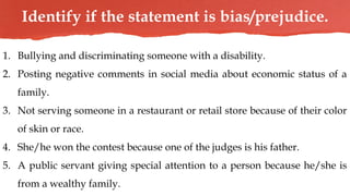 Bias and Prejudice Power Point Presentation | PPTX
