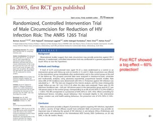 61
In 2005, first RCT gets published
First RCT showed
a big effect – 60%
protection!
 