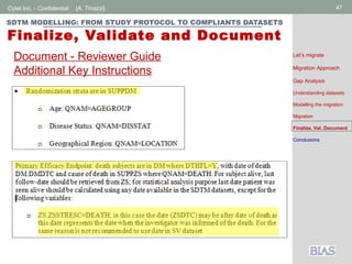 Cytel Inc. - Confidential 47[A. Tinazzi]
SDTM MODELLING: FROM STUDY PROTOCOL TO COMPLIANTS DATASETS
Finalize, Validate and Document
Document - Reviewer Guide
Additional Key Instructions
Let’s migrate
Migration Approach
Gap Analysis
Understanding datasets
Modelling the migration
Migration
Finalize, Val, Document
Conclusions
 