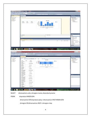 4
SELECT dtransaction.units,dnregion.rname,dnproduct.pname
FROM dnproductINNERJOIN
dtransactionON dnproduct.pkey=dtransaction.PKEYINNERJOIN
dnregionON dtransaction.RKEY=dnregion.rkey
 