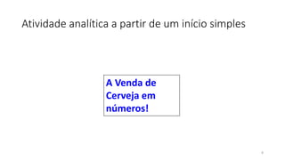 Atividade analítica a partir de um início simples
A Venda de
Cerveja em
números!
8
 