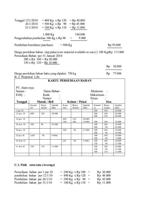 Biaya Bahan Baku dan Biaya Tenaga Kerja Langsung