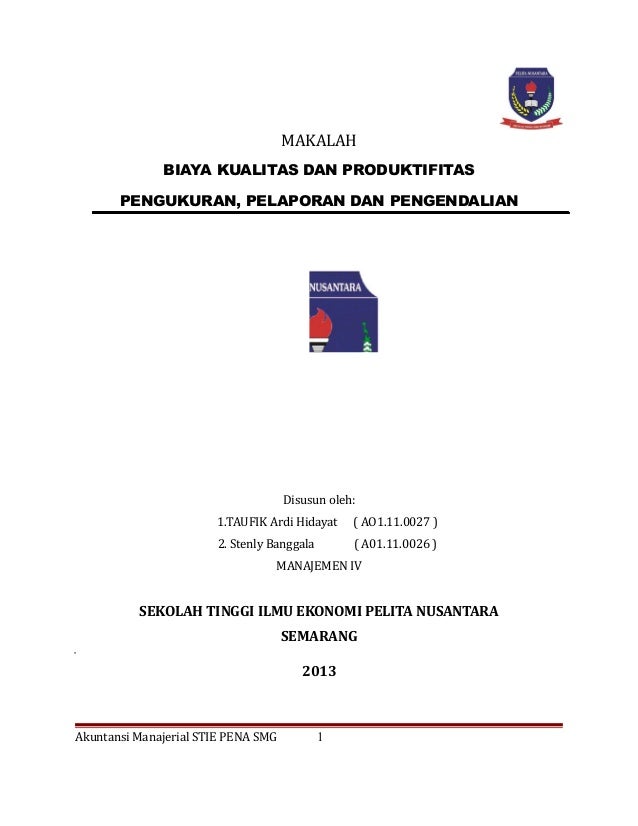 Biaya Kualitas Dan Produktifitas