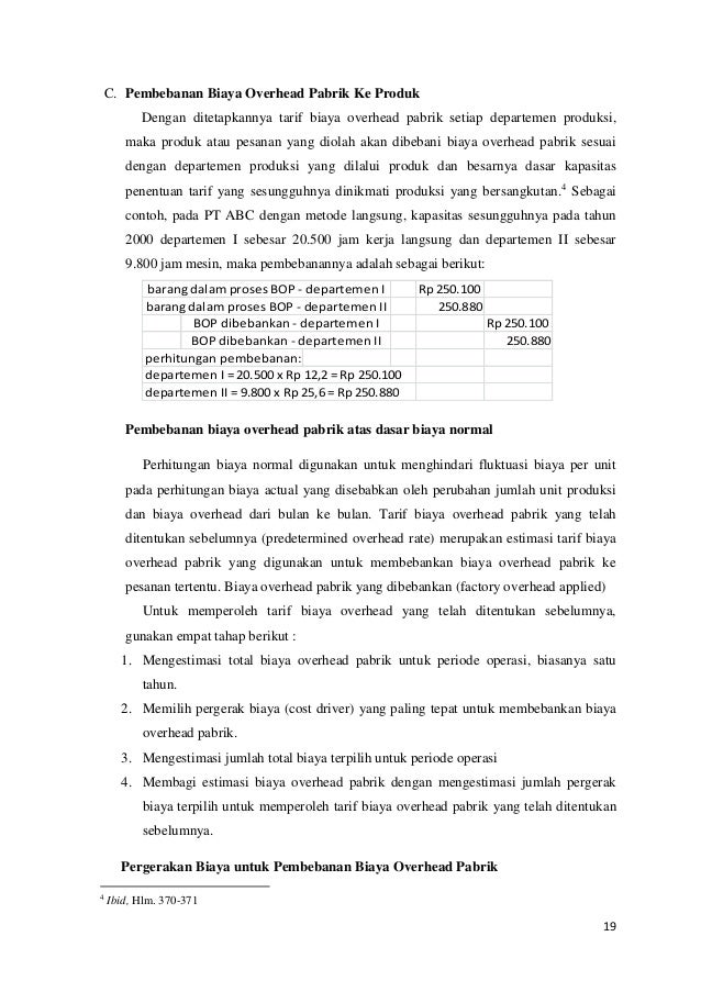 Contoh Soal Alokasi Biaya Overhead Pabrik Metode Langsung