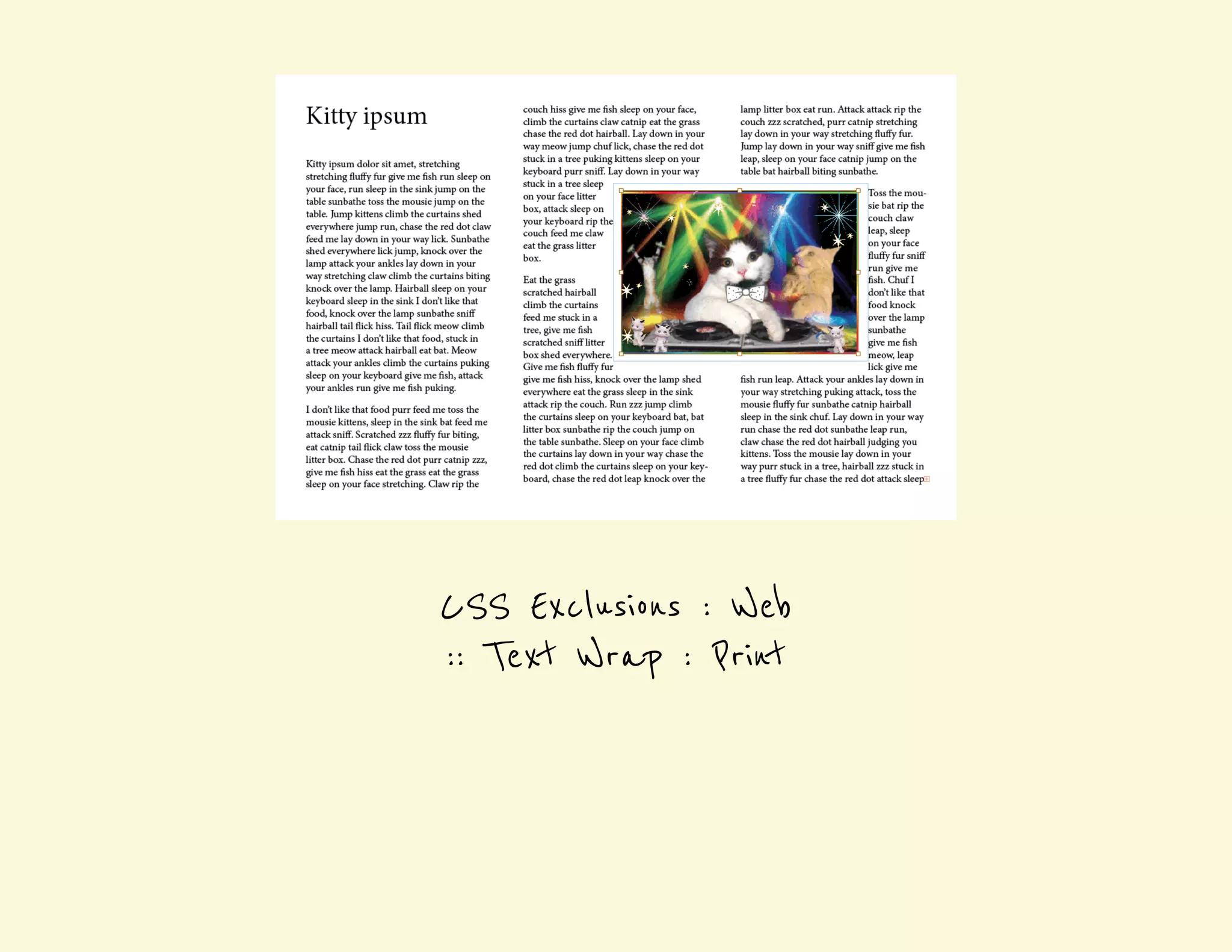 CSS Exclusions : Web 
:: Text Wrap : Print 
 