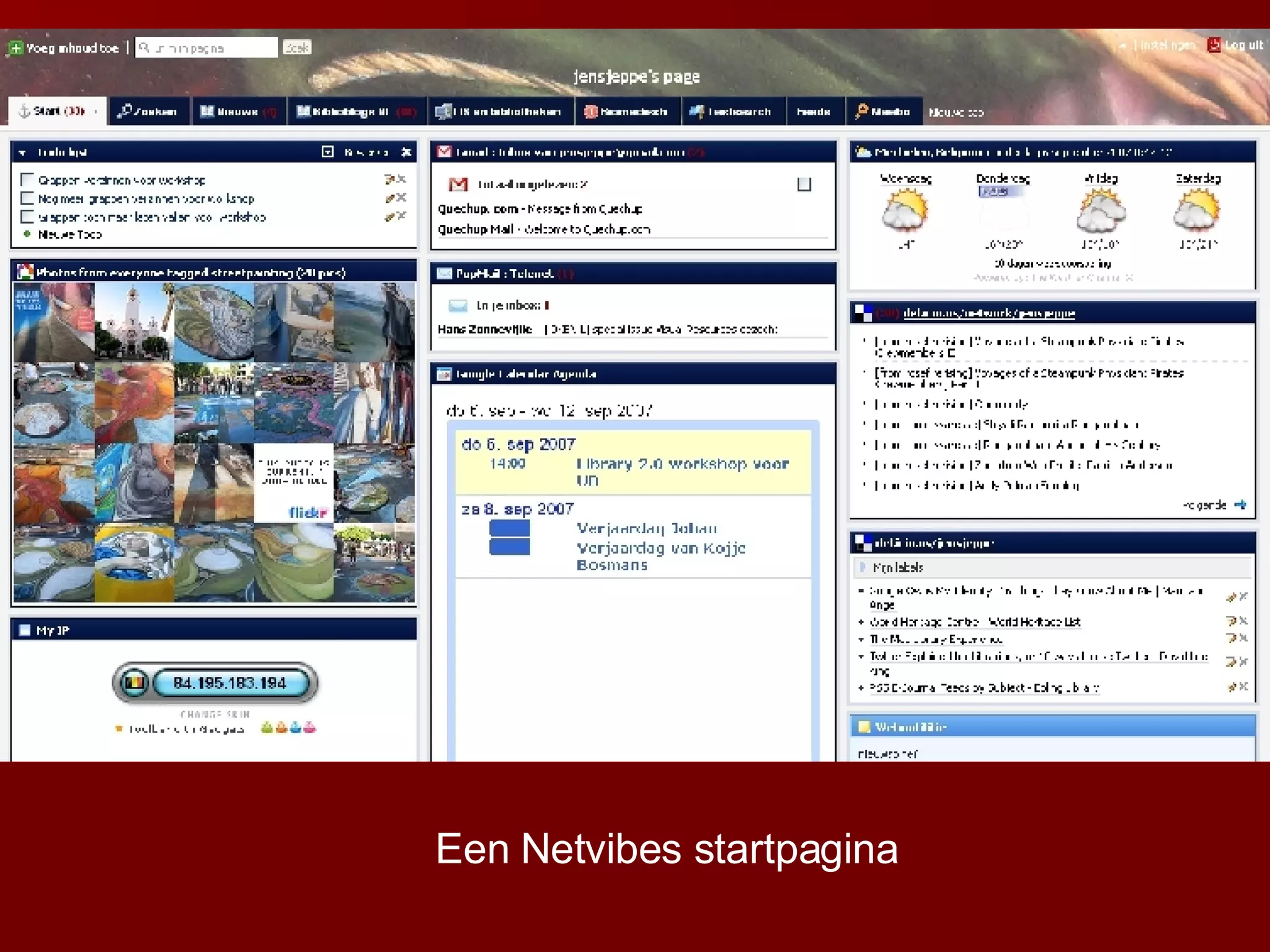 Een Netvibes startpagina 