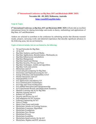6th International Conference on Big Data, IOT and Blockchain (BIBC 2025 ...