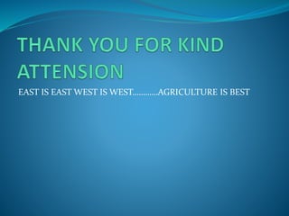 EAST IS EAST WEST IS WEST…………AGRICULTURE IS BEST
 