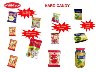 HARD CANDY
Hard Candy
with fillings
Fruit Flavors
Hard Candy
Milk Coffee
Flavor
Herbal
Hard
Candy
 